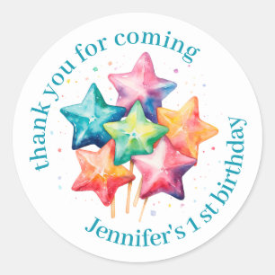 Cute Colorful Lollipops Birthday Thank You Classic Round Sticker