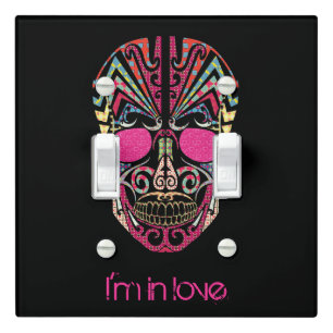 Cute colorful lover skull light switch cover