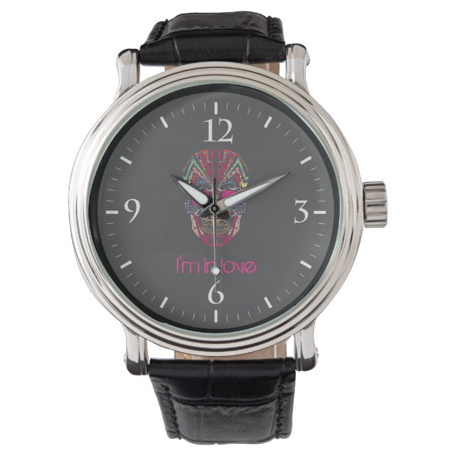 Cute colorful lover skull watch (Front)