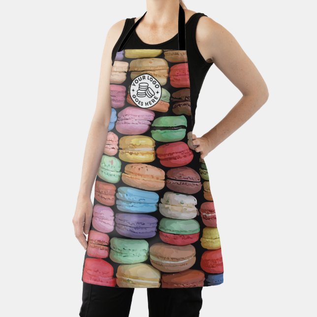 Cute Colorful Macaron Bakery Logo Apron (Insitu)