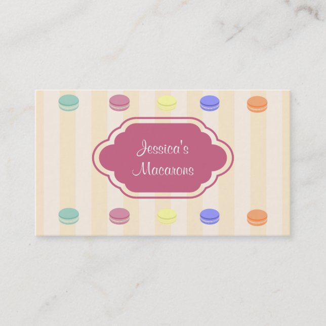 Cute Colorful Macarons Bakery Business Card (Front)