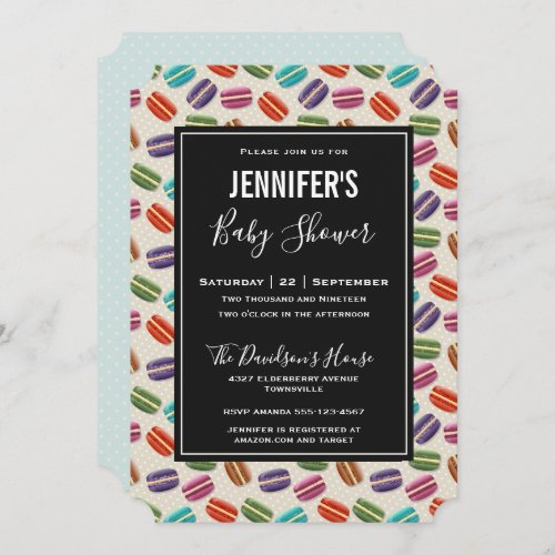 Cute Colorful Macarons Pattern Baby Shower Invitation