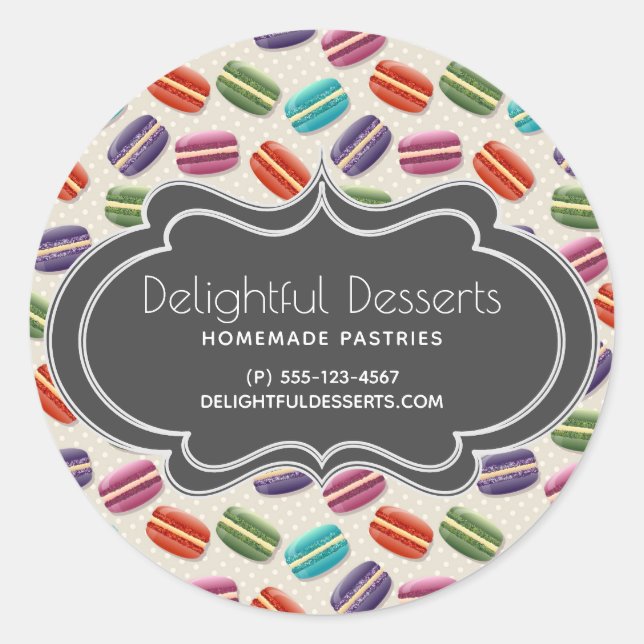 Cute Colorful Macarons Pattern Business Classic Round Sticker (Front)