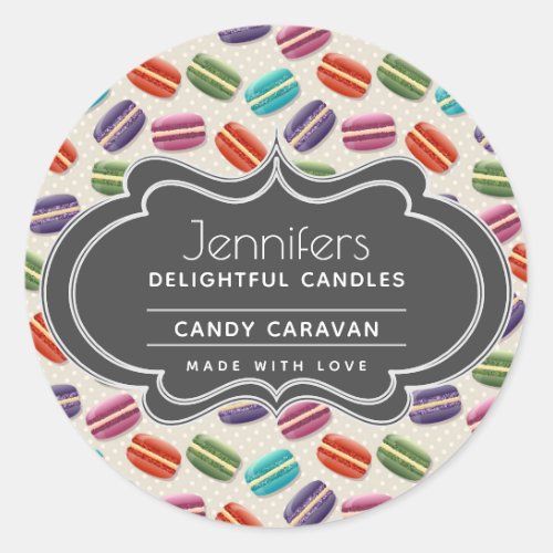 Cute Colorful Macarons Pattern Candle Soap Scent Classic Round Sticker