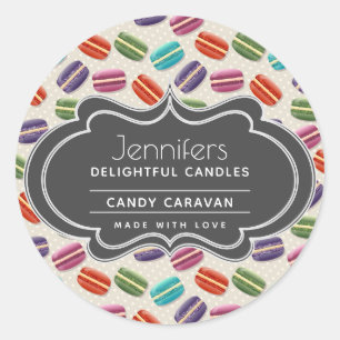 Cute Colorful Macarons Pattern Candle Soap Scent Classic Round Sticker