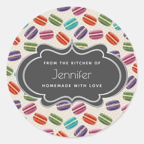 Cute Colorful Macarons Pattern Kitchen Classic Round Sticker