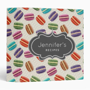 Cute Colorful Macarons Pattern Recipe 3 Ring Binder