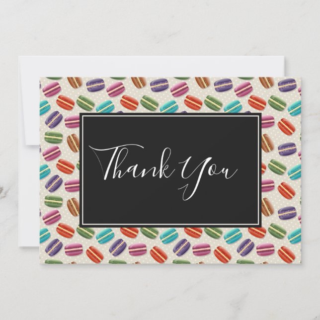 Cute Colorful Macarons Pattern Thank You (Front)