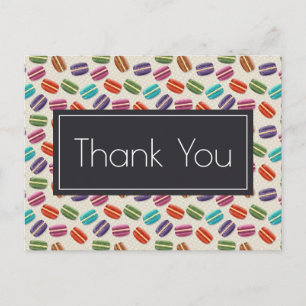 Cute Colorful Macarons Pattern Thank You Postcard