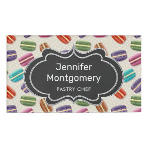 Cute Colorful Macarons Pattern with Fancy Frame Name Tag