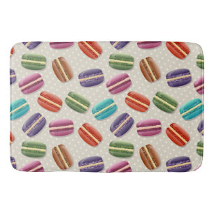Cute Colorful Macarons Pattern with Polka Dots Bath Mat