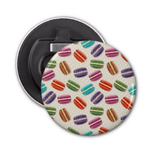 Cute Colorful Macarons Pattern with Polka Dots Bottle Opener
