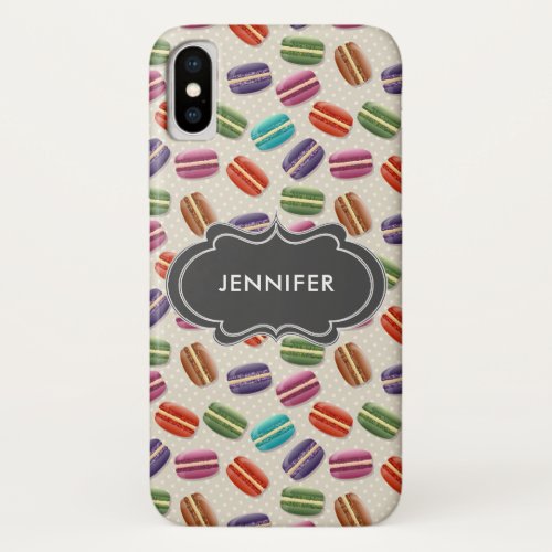Cute Colorful Macarons Pattern with Polka Dots iPhone X Case