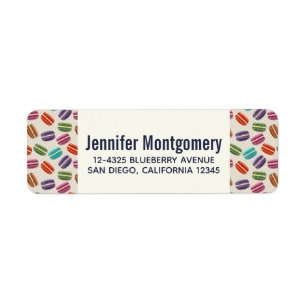 Cute Colorful Macarons Pattern with Polka Dots Label