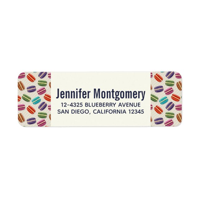 Cute Colorful Macarons Pattern with Polka Dots Label (Front)