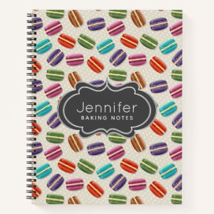 Cute Colorful Macarons Pattern with Polka Dots Notebook