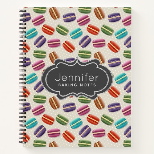 Cute Colorful Macarons Pattern with Polka Dots Notebook
