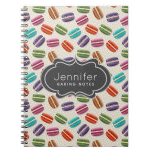 Cute Colorful Macarons Pattern with Polka Dots Notebook