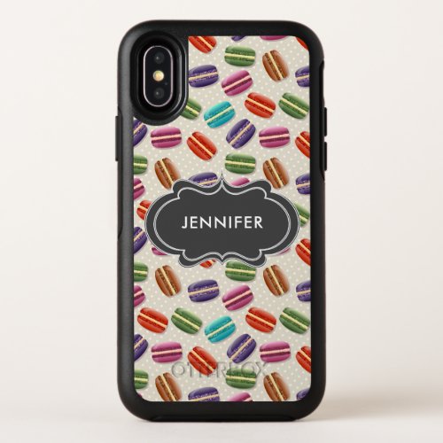 Cute Colorful Macarons Pattern with Polka Dots OtterBox Symmetry iPhone X Case