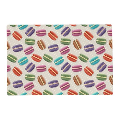Cute Colorful Macarons Pattern with Polka Dots Placemat