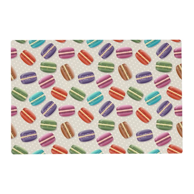 Cute Colorful Macarons Pattern with Polka Dots Placemat (Front)