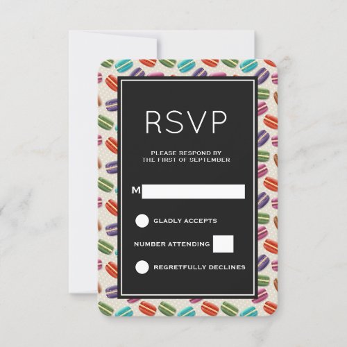 Cute Colorful Macarons Pattern with Polka Dots RSVP Card