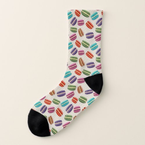 Cute Colorful Macarons Pattern with Polka Dots Socks