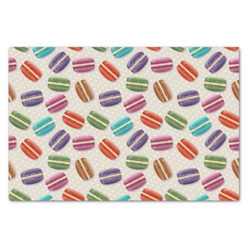 Cute Colorful Macarons Pattern with Polka Dots Tissue Paper