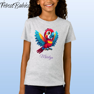 Cute Colorful Macaw Parrot Bird Cartoon Graphic T-Shirt