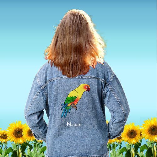 Cute Colorful Macaw Parrot Bird Denim Jacket