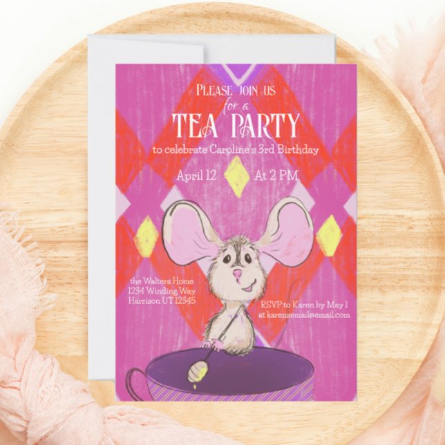 Cute Colorful Mad Tea Party Birthday Invitation (Creator Uploaded)