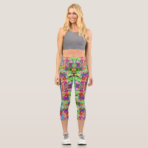 Cute colorful magic flowers All_Over_Print T_Shirt Capri Leggings