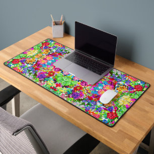 Cute colorful magic flowers desk mat