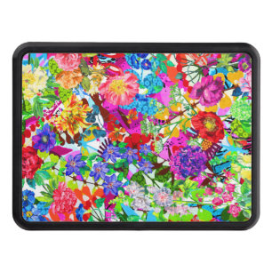 Cute colorful magic flowers hitch cover