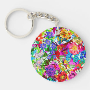 Cute colorful magic flowers keychain