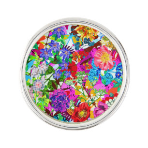 Cute colorful magic flowers lapel pin