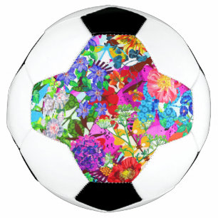 Cute colorful magic flowers soccer ball