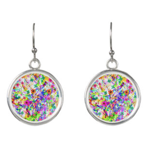 Cute colorful magic summer flowers earrings