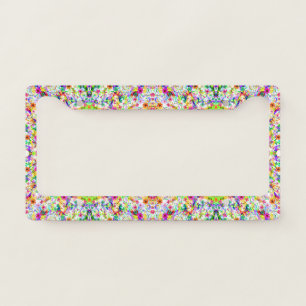 Cute colorful magic summer flowers license plate frame