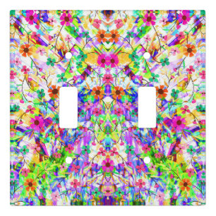 Cute colorful magic summer flowers light switch cover