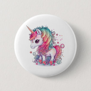 Cute Colorful Magical Creature Unicorn Artwork   Button