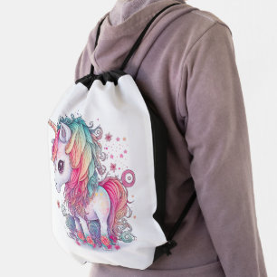 Cute Colorful Magical Creature Unicorn Artwork   Drawstring Bag