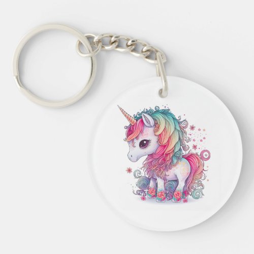 Cute Colorful Magical Creature Unicorn Artwork  Keychain