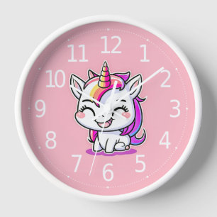 Cute Colorful Magical Happy Unicorn Artwork   Clock
