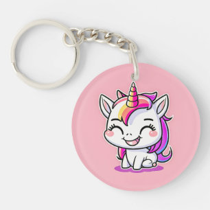 Cute Colorful Magical Happy Unicorn Artwork Keychain