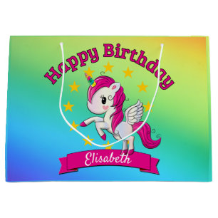 Cute Colorful Magical Unicorn Rainbow Kids Large Gift Bag