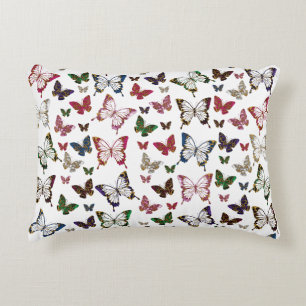 Cute Colorful Marble Butterfly Spring Pattern Accent Pillow
