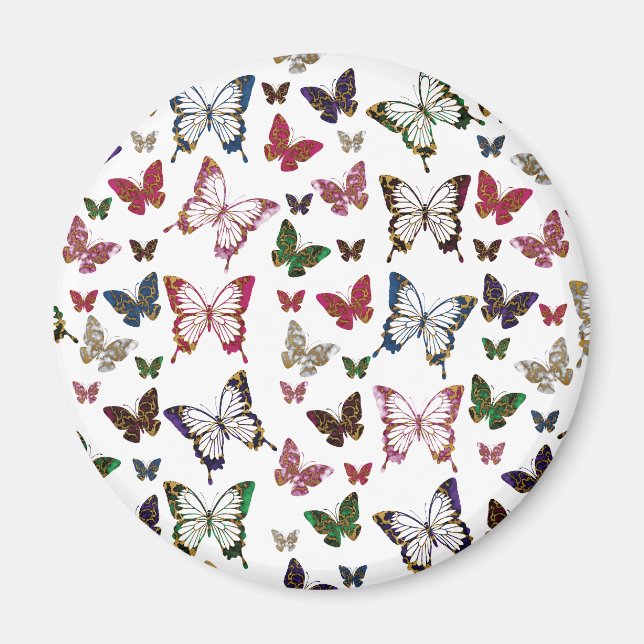 Cute Colorful Marble Butterfly Spring Pattern Magnet (Front)