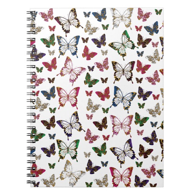 Cute Colorful Marble Butterfly Spring Pattern Notebook (Front)