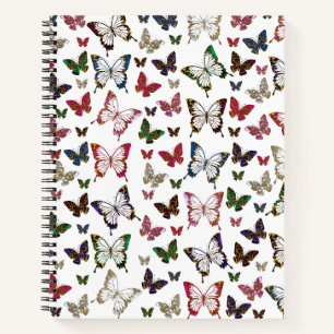 Cute Colorful Marble Butterfly Spring Pattern Notebook